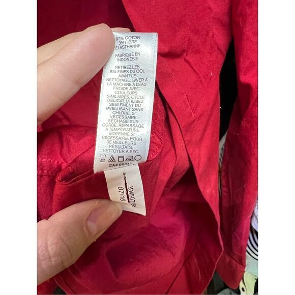 Express 1MX Mens Red Extra Slim Fit Long Sleeve Button Up Dress Shirt Size Large - Picture 7 of 7